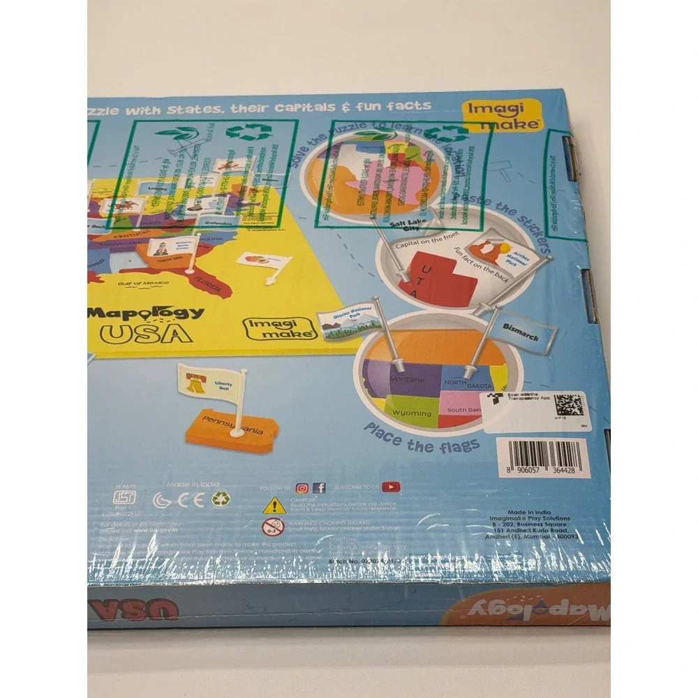 Imagi Make‎ Mapology USA with Capitals Foam Map Puzzle 45pc Educational Toy New